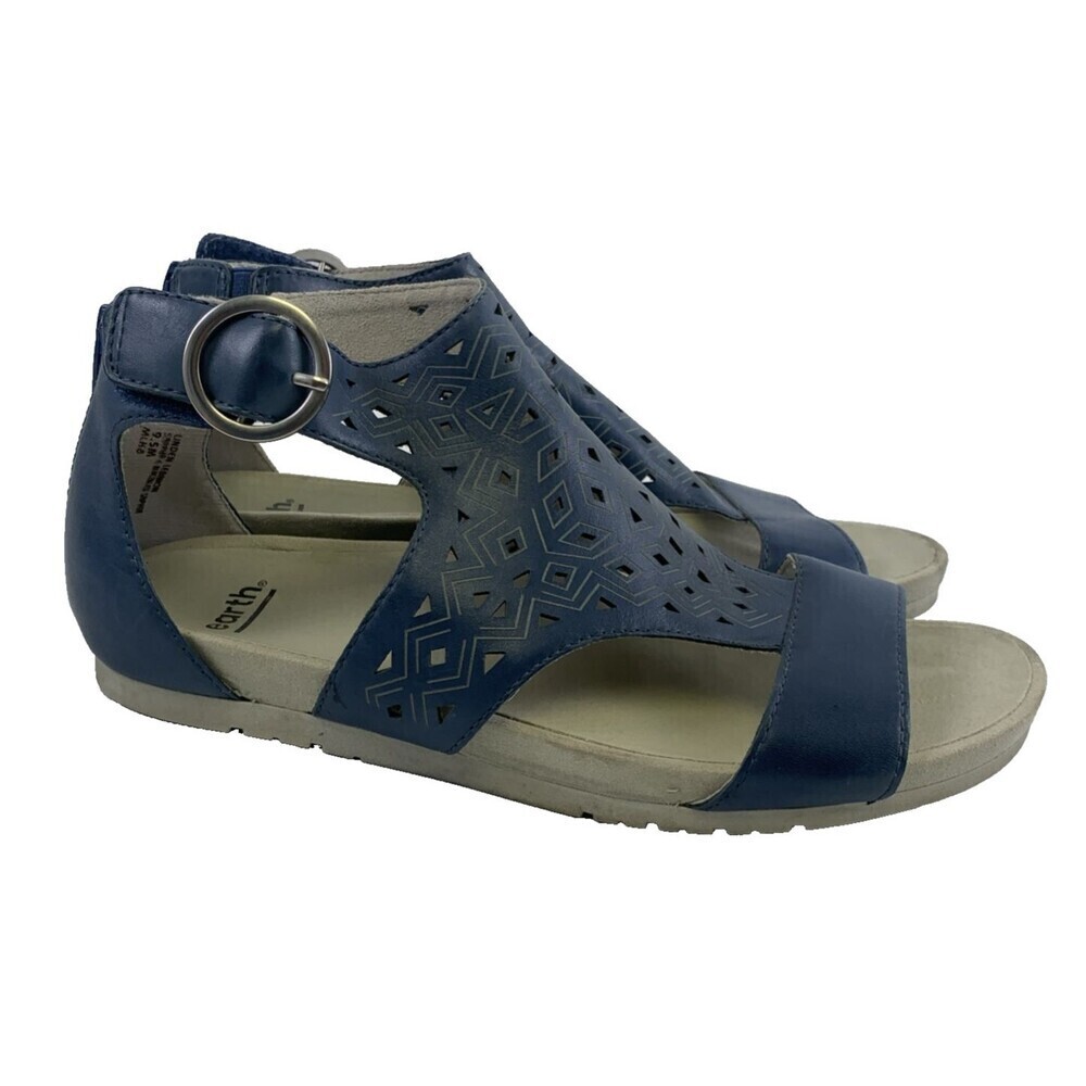 Earth Linden Lebanon Gladiator Sandal Sapphire Blue Leather Adjustable Women 9.5